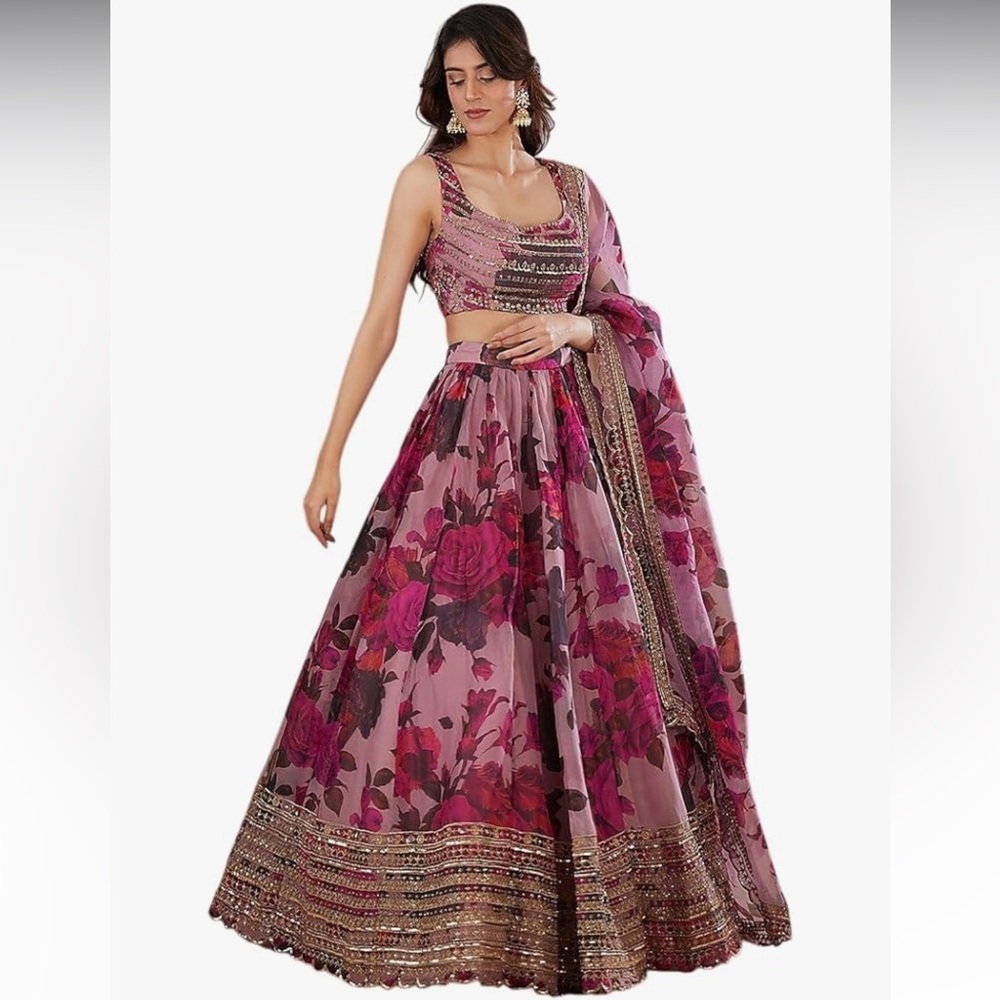 Floral Pink and Purple Lehenga